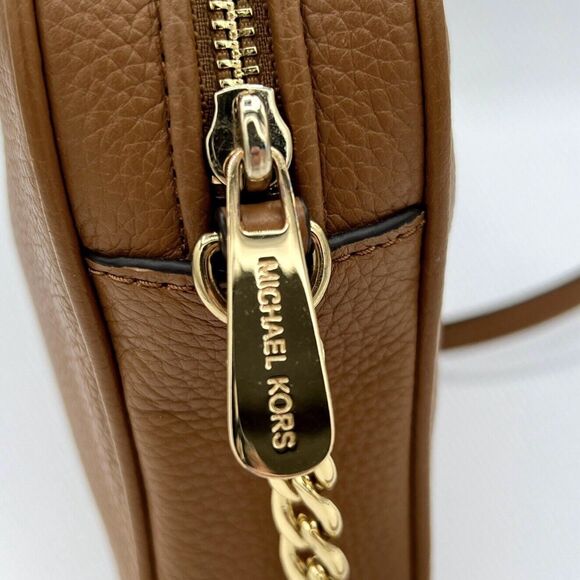 Fulton Cross-Body Bag Michael Kors Acorn Brown Pebbled Leather Large East West - Picture 5 of 16